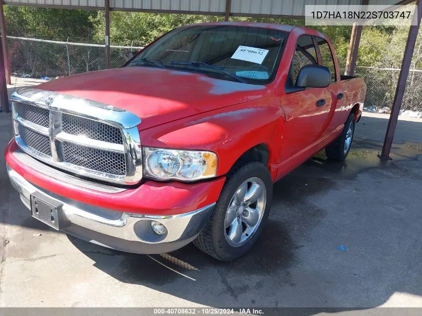 2002 Dodge Ram 1500 St VIN: 1D7HA18N22S703747 Lot: 40708632