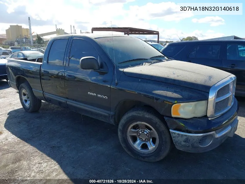 2002 Dodge Ram 1500 St VIN: 3D7HA18N32G140618 Lot: 40721526