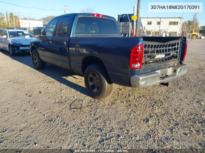 2002 Dodge Ram 1500 St VIN: 3D7HA18N82G170391 Lot: 40781595