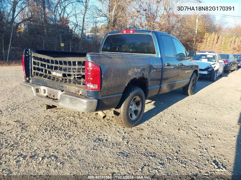 2002 Dodge Ram 1500 St VIN: 3D7HA18N82G170391 Lot: 40781595