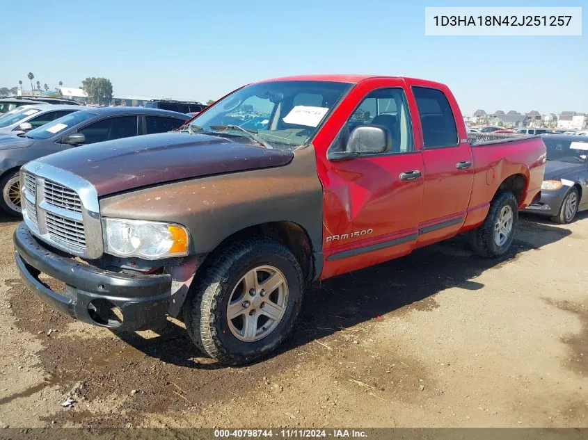 2002 Dodge Ram 1500 St VIN: 1D3HA18N42J251257 Lot: 40798744