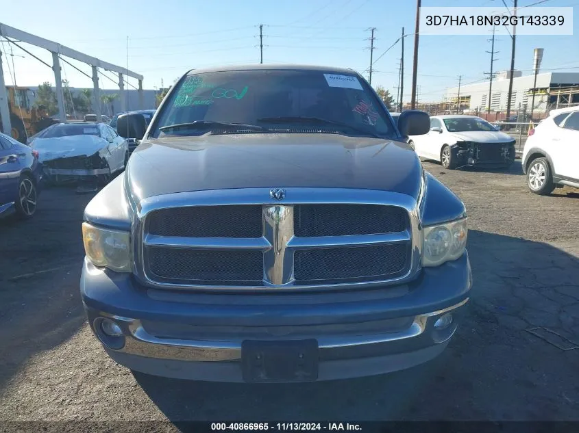 2002 Dodge Ram 1500 St VIN: 3D7HA18N32G143339 Lot: 40866965