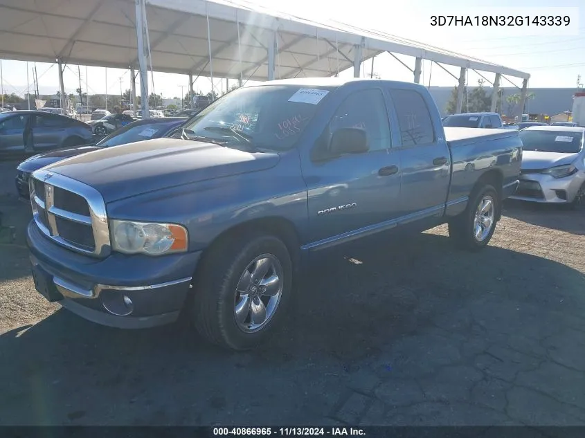 2002 Dodge Ram 1500 St VIN: 3D7HA18N32G143339 Lot: 40866965