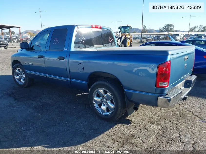 2002 Dodge Ram 1500 St VIN: 3D7HA18N32G143339 Lot: 40866965