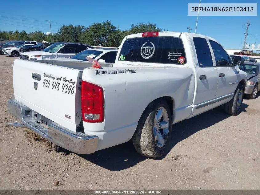 2002 Dodge Ram 1500 St VIN: 3B7HA18N62G103413 Lot: 40908684