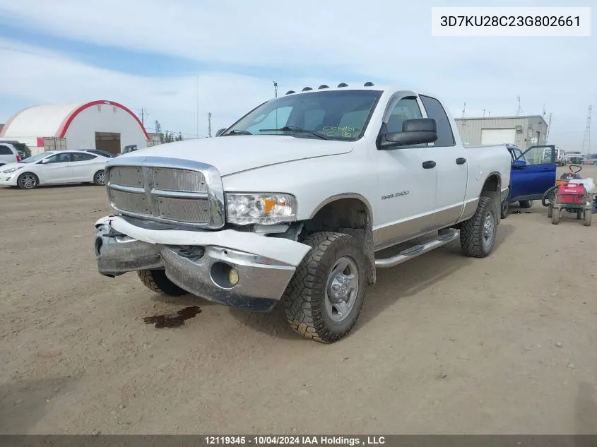 2003 Dodge Ram 2500 VIN: 3D7KU28C23G802661 Lot: 12119345