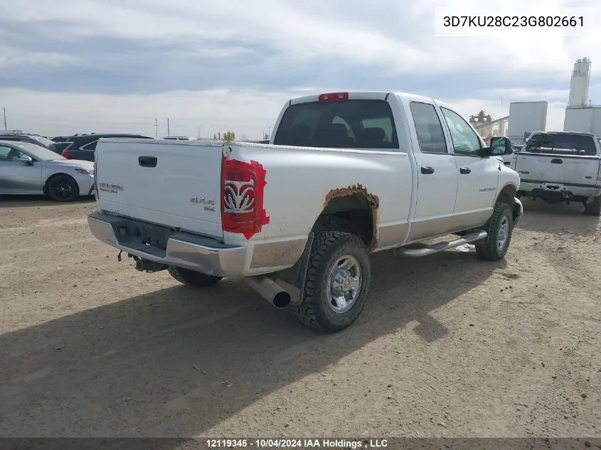 2003 Dodge Ram 2500 VIN: 3D7KU28C23G802661 Lot: 12119345