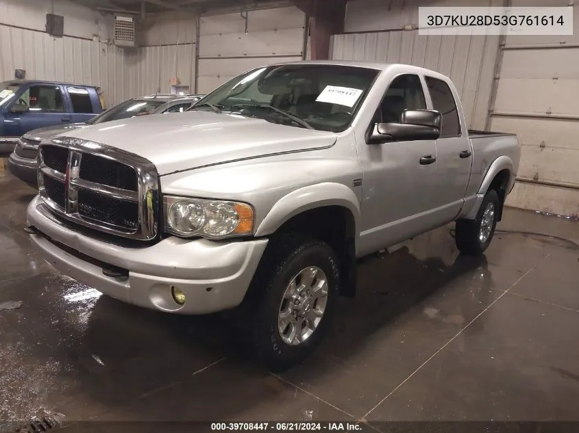 2003 Dodge Ram 2500 Slt/Laramie/St VIN: 3D7KU28D53G761614 Lot: 39708447