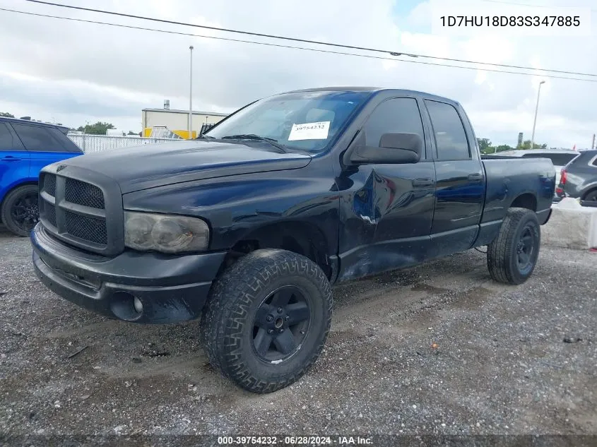 2003 Dodge Ram 1500 Slt/Laramie/St VIN: 1D7HU18D83S347885 Lot: 39754232