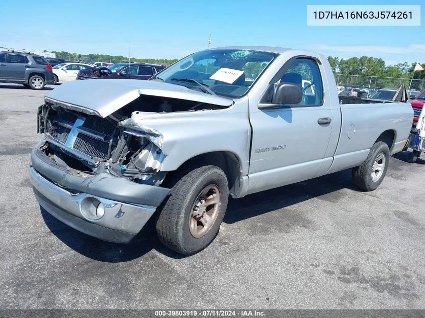 2003 Dodge Ram 1500 Slt/Laramie/St VIN: 1D7HA16N63J574261 Lot: 39803919