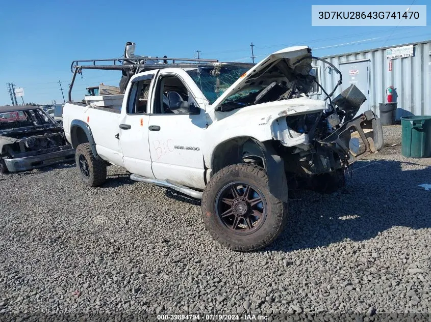 2003 Dodge Ram 2500 Slt/Laramie/St VIN: 3D7KU28643G741470 Lot: 39894794