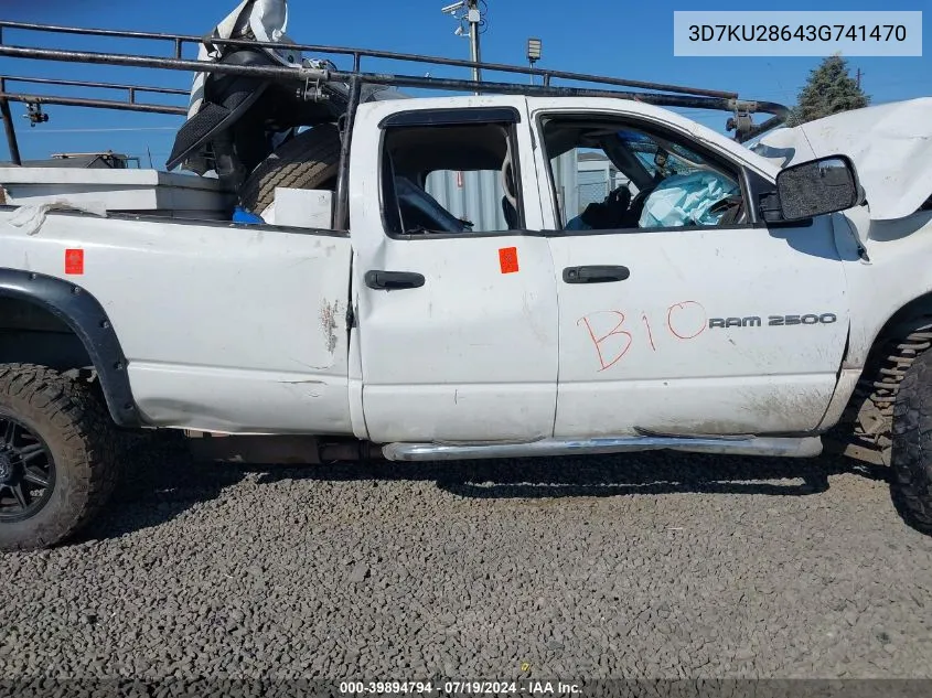 2003 Dodge Ram 2500 Slt/Laramie/St VIN: 3D7KU28643G741470 Lot: 39894794