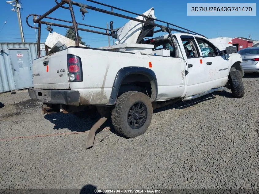 2003 Dodge Ram 2500 Slt/Laramie/St VIN: 3D7KU28643G741470 Lot: 39894794