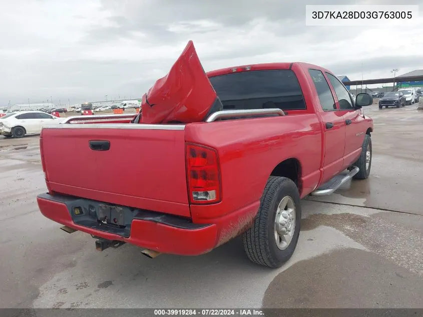 2003 Dodge Ram 2500 Slt/Laramie/St VIN: 3D7KA28D03G763005 Lot: 39919284