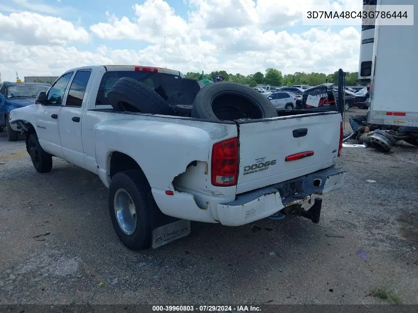 2003 Dodge Ram 3500 Slt/Laramie/St VIN: 3D7MA48C43G786444 Lot: 39960803