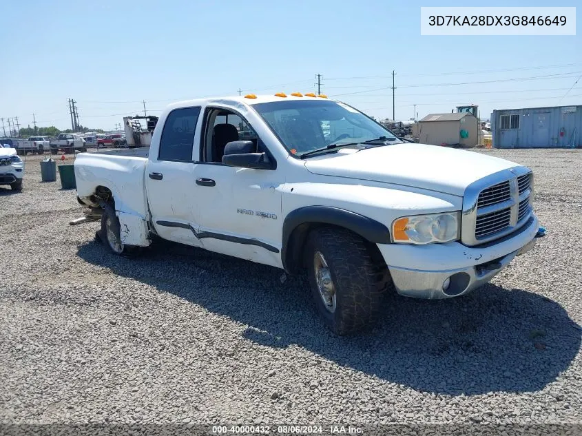 2003 Dodge Ram 2500 Slt/Laramie/St VIN: 3D7KA28DX3G846649 Lot: 40000432