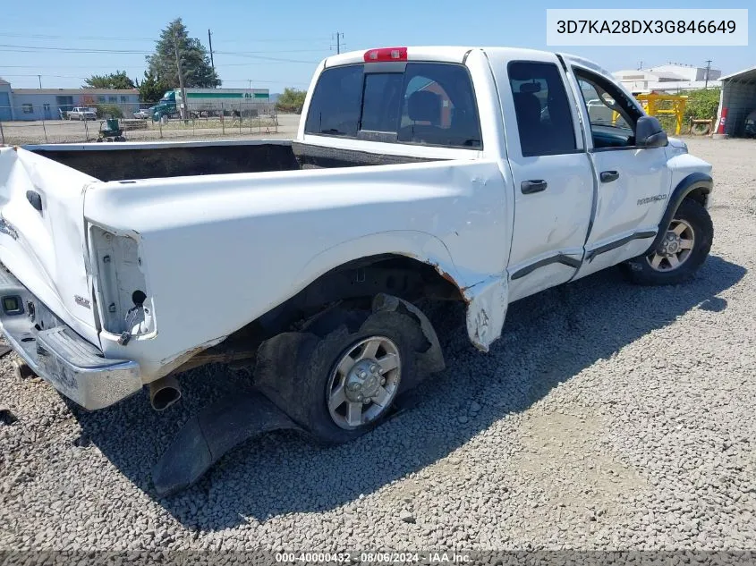 2003 Dodge Ram 2500 Slt/Laramie/St VIN: 3D7KA28DX3G846649 Lot: 40000432