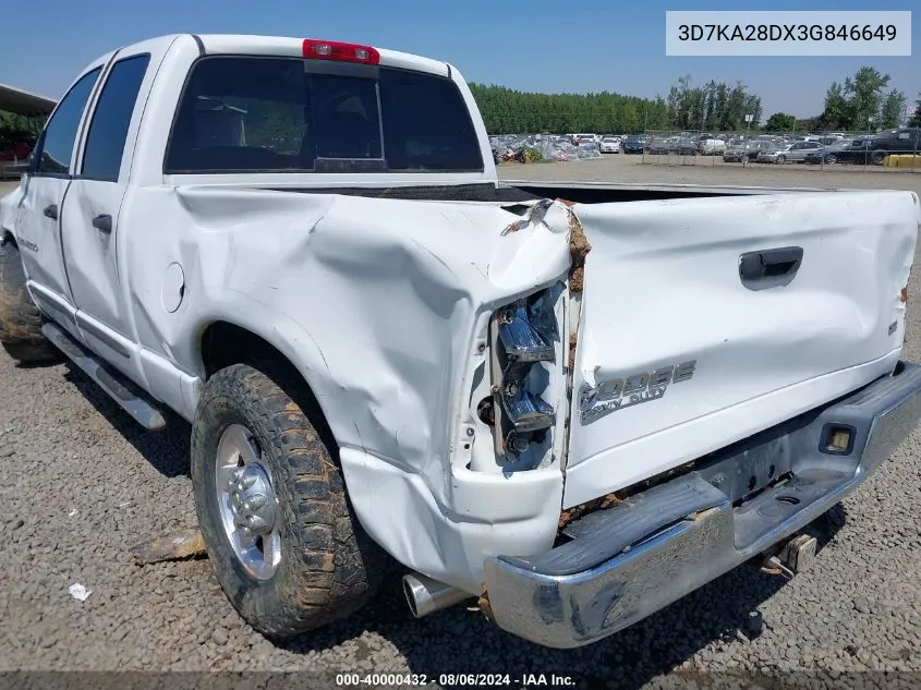 2003 Dodge Ram 2500 Slt/Laramie/St VIN: 3D7KA28DX3G846649 Lot: 40000432