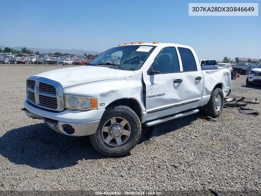 2003 Dodge Ram 2500 Slt/Laramie/St VIN: 3D7KA28DX3G846649 Lot: 40000432