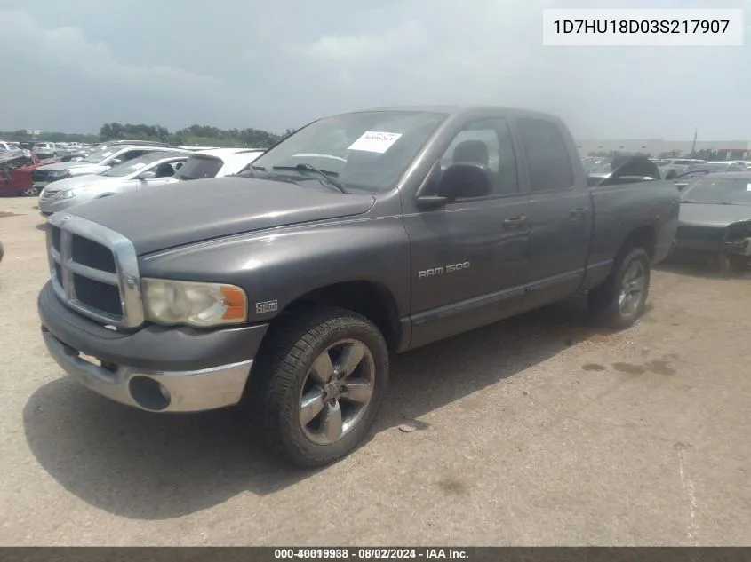 2003 Dodge Ram 1500 Slt/Laramie/St VIN: 1D7HU18D03S217907 Lot: 40019938