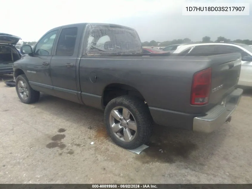 2003 Dodge Ram 1500 Slt/Laramie/St VIN: 1D7HU18D03S217907 Lot: 40019938