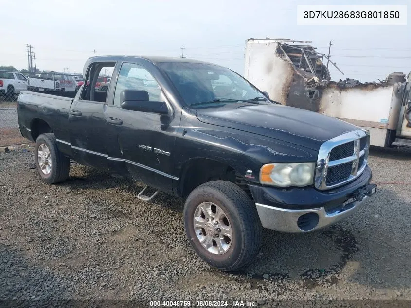 2003 Dodge Ram 2500 Slt/Laramie/St VIN: 3D7KU28683G801850 Lot: 40048759