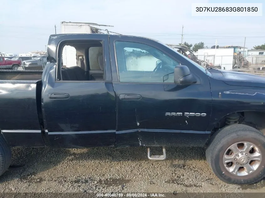 2003 Dodge Ram 2500 Slt/Laramie/St VIN: 3D7KU28683G801850 Lot: 40048759