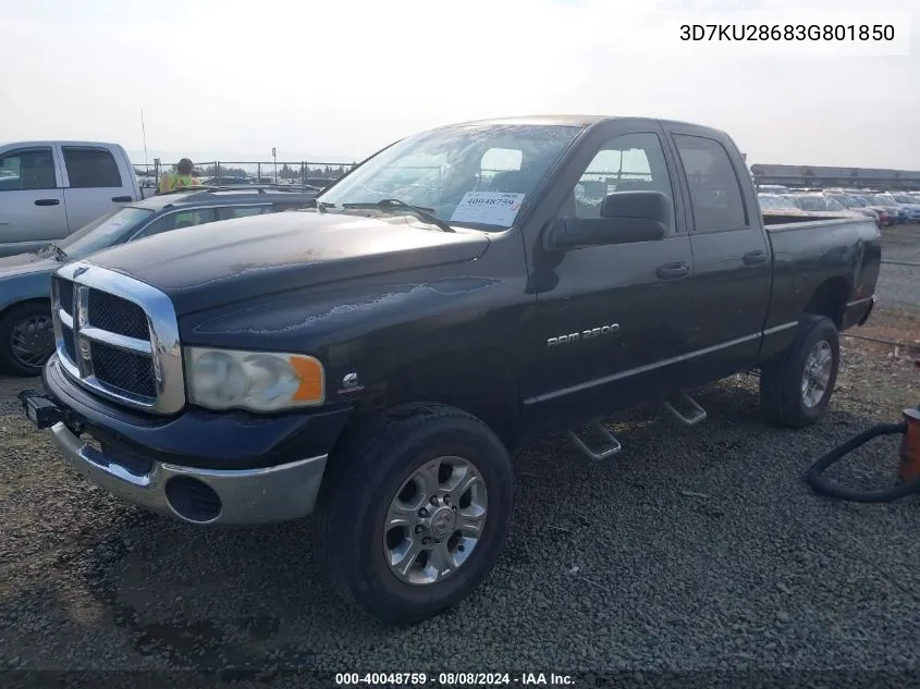 2003 Dodge Ram 2500 Slt/Laramie/St VIN: 3D7KU28683G801850 Lot: 40048759