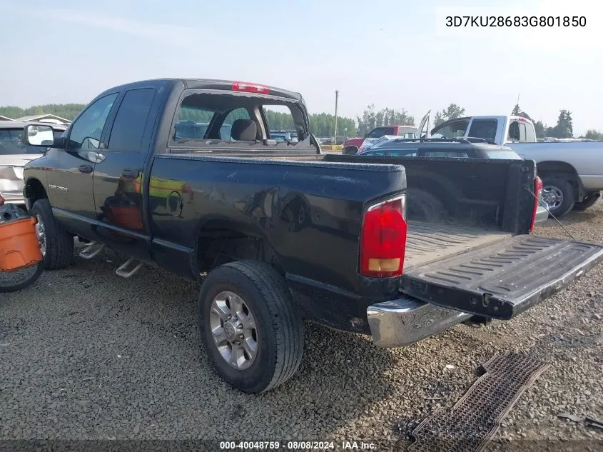 2003 Dodge Ram 2500 Slt/Laramie/St VIN: 3D7KU28683G801850 Lot: 40048759