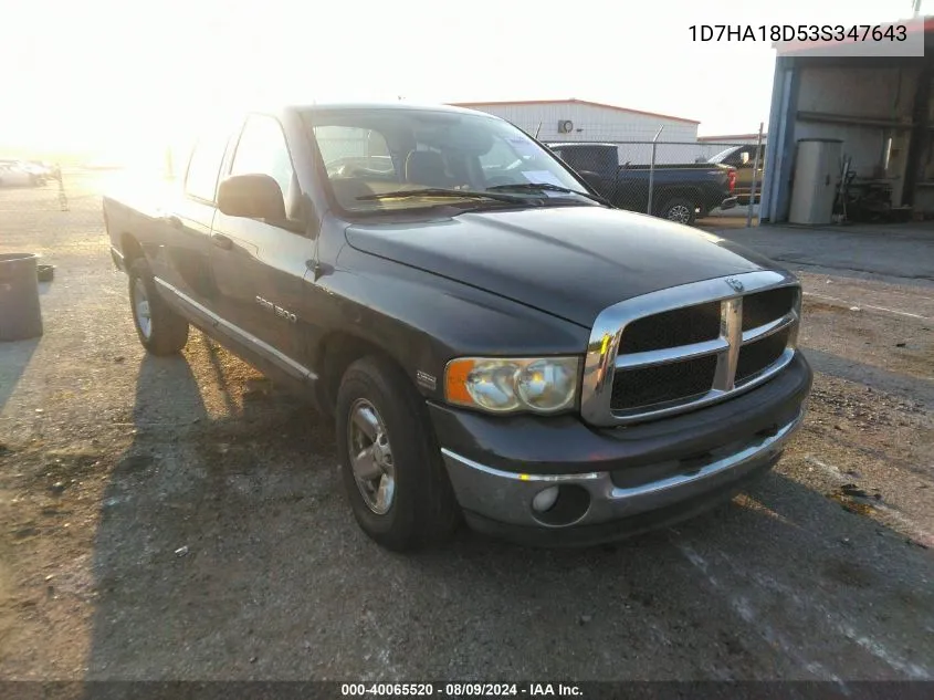 2003 Dodge Ram 1500 Slt/Laramie/St VIN: 1D7HA18D53S347643 Lot: 40065520