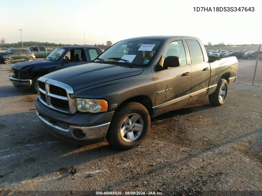 2003 Dodge Ram 1500 Slt/Laramie/St VIN: 1D7HA18D53S347643 Lot: 40065520