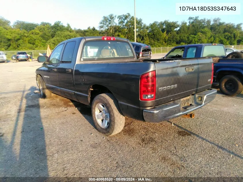 2003 Dodge Ram 1500 Slt/Laramie/St VIN: 1D7HA18D53S347643 Lot: 40065520