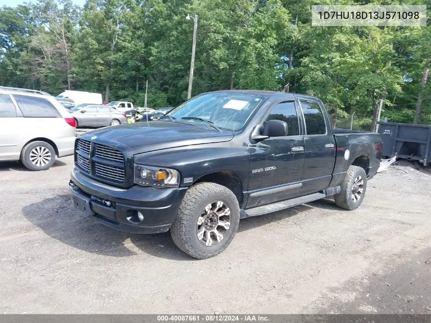 2003 Dodge Ram 1500 Slt/Laramie/St VIN: 1D7HU18D13J571098 Lot: 40087661