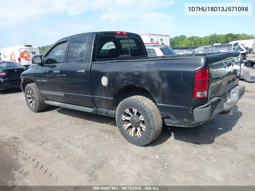 2003 Dodge Ram 1500 Slt/Laramie/St VIN: 1D7HU18D13J571098 Lot: 40087661