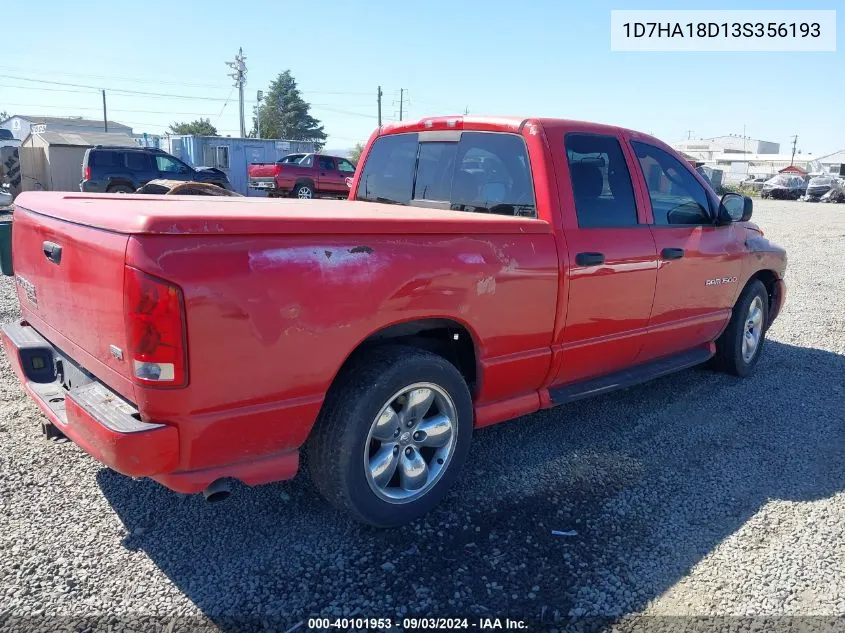 2003 Dodge Ram 1500 Slt/Laramie/St VIN: 1D7HA18D13S356193 Lot: 40101953