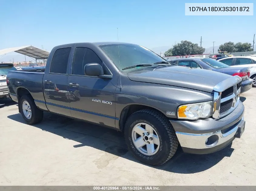 2003 Dodge Ram 1500 Slt/Laramie/St VIN: 1D7HA18DX3S301872 Lot: 40125964