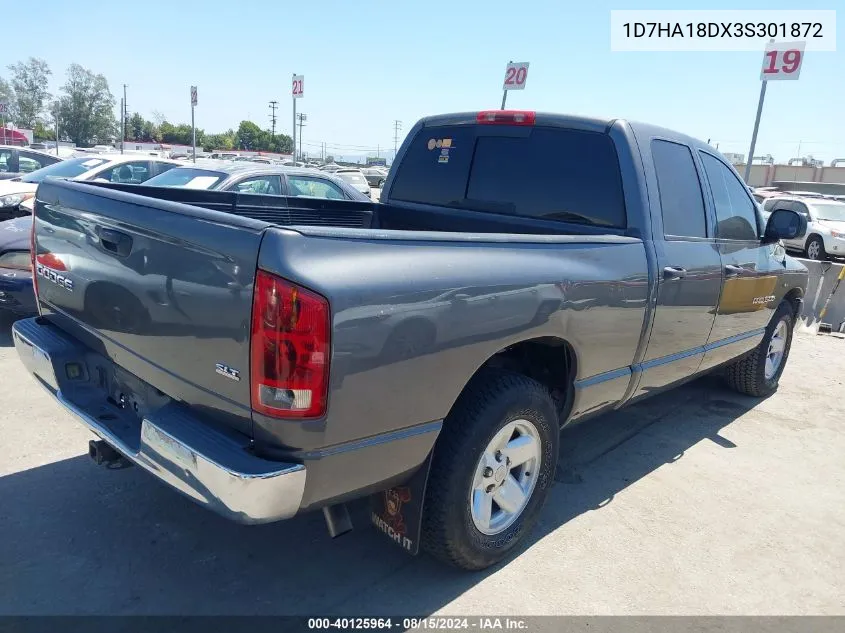 2003 Dodge Ram 1500 Slt/Laramie/St VIN: 1D7HA18DX3S301872 Lot: 40125964