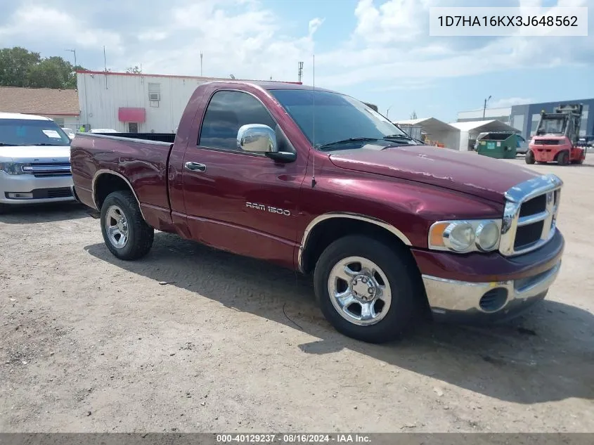 2003 Dodge Ram 1500 St VIN: 1D7HA16KX3J648562 Lot: 40129237