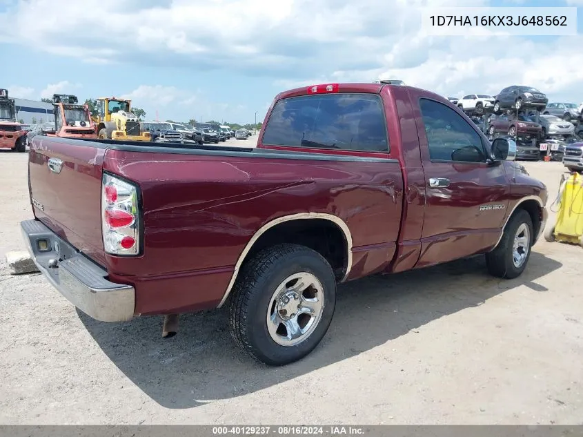 2003 Dodge Ram 1500 St VIN: 1D7HA16KX3J648562 Lot: 40129237