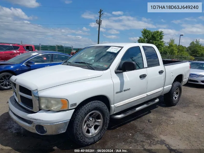 2003 Dodge Ram 1500 Slt/Laramie/St VIN: 1D7HA18D63J649240 Lot: 40150281