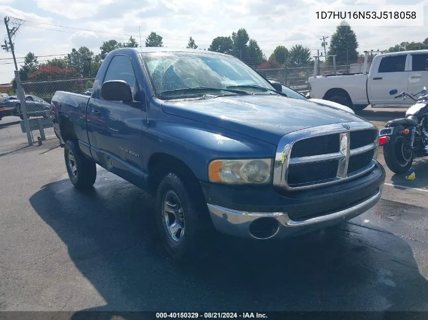 2003 Dodge Ram 1500 Slt/Laramie/St VIN: 1D7HU16N53J518058 Lot: 40150329