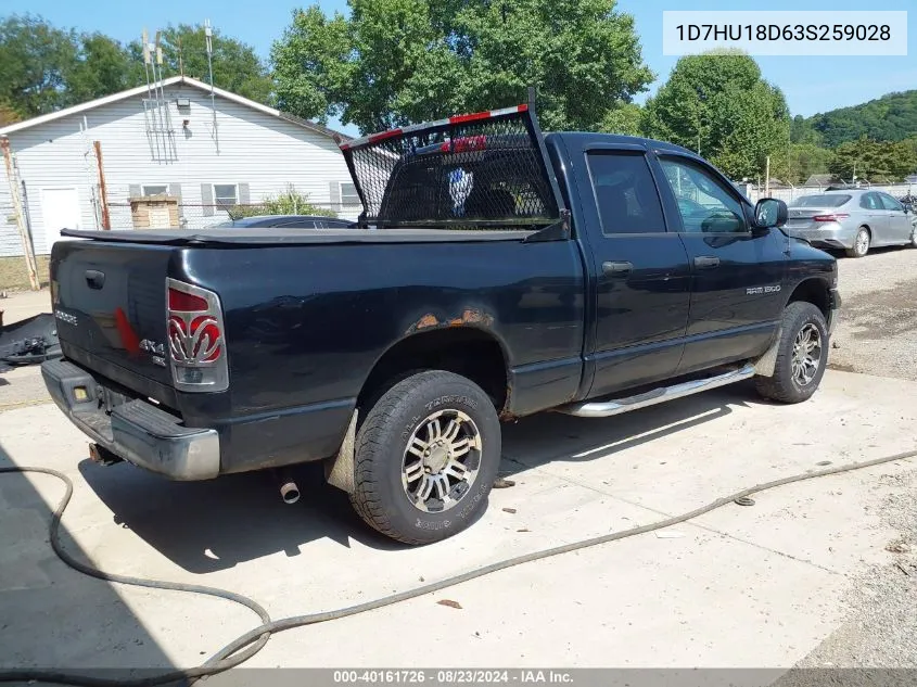 2003 Dodge Ram 1500 Slt/Laramie/St VIN: 1D7HU18D63S259028 Lot: 40161726