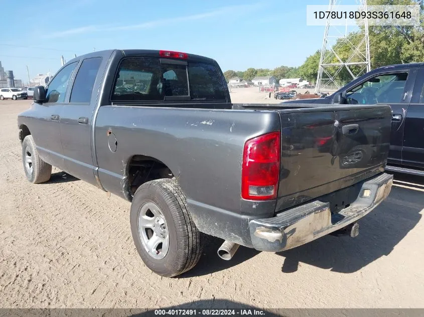 2003 Dodge Ram 1500 St/Slt VIN: 1D78U18D93S361648 Lot: 40172491