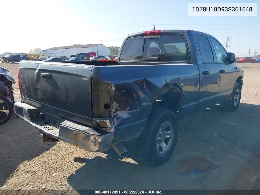 2003 Dodge Ram 1500 St/Slt VIN: 1D78U18D93S361648 Lot: 40172491