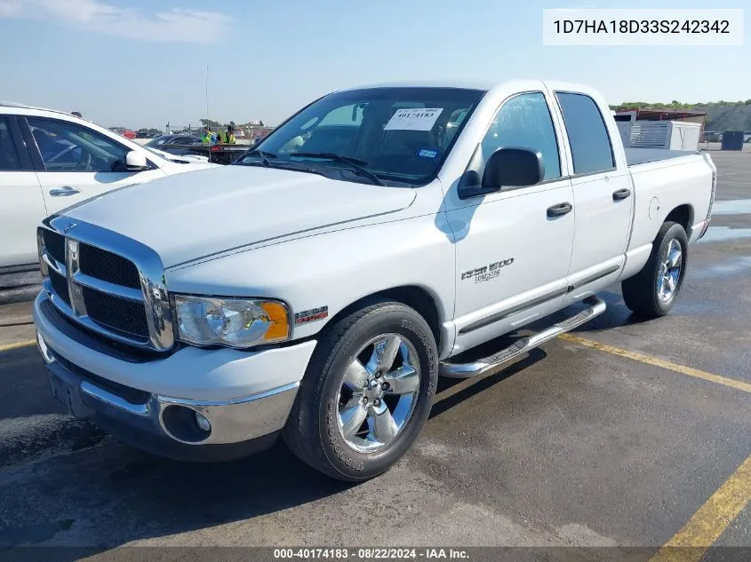 2003 Dodge Ram 1500 Slt/Laramie/St VIN: 1D7HA18D33S242342 Lot: 40174183