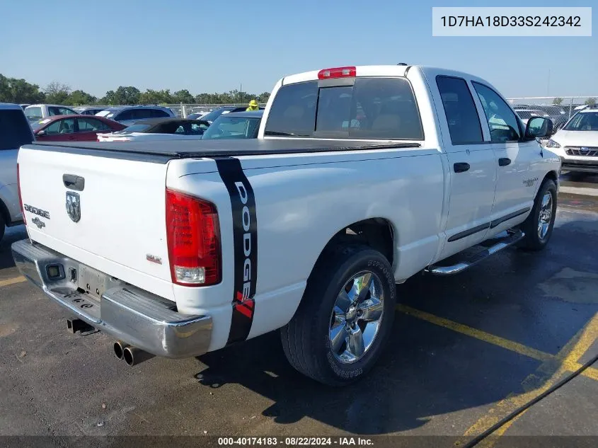 2003 Dodge Ram 1500 Slt/Laramie/St VIN: 1D7HA18D33S242342 Lot: 40174183