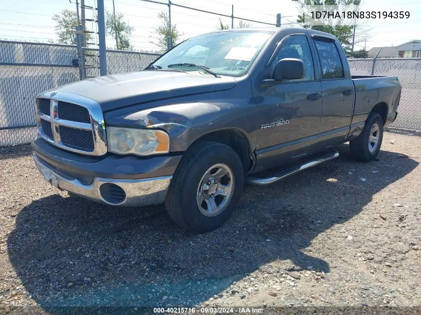 2003 Dodge Ram 1500 Slt/Laramie/St VIN: 1D7HA18N83S194359 Lot: 40215716