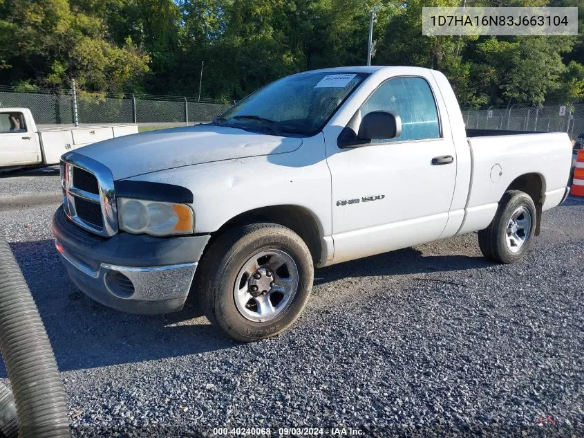 2003 Dodge Ram 1500 Slt/Laramie/St VIN: 1D7HA16N83J663104 Lot: 40240068