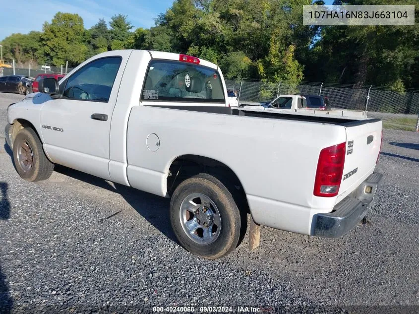 2003 Dodge Ram 1500 Slt/Laramie/St VIN: 1D7HA16N83J663104 Lot: 40240068