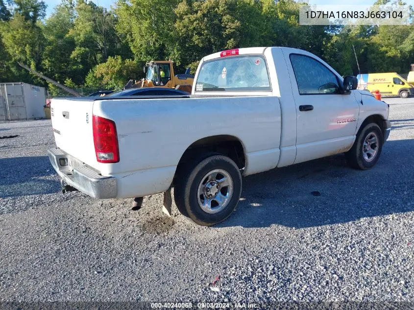 2003 Dodge Ram 1500 Slt/Laramie/St VIN: 1D7HA16N83J663104 Lot: 40240068